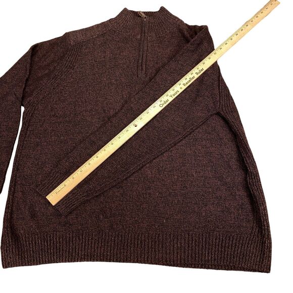 Outdoor Life Sweater Mens XL Brown Knit Cotton Long Sleeve Mock Neck Quarter Zip - Picture 4 of 15